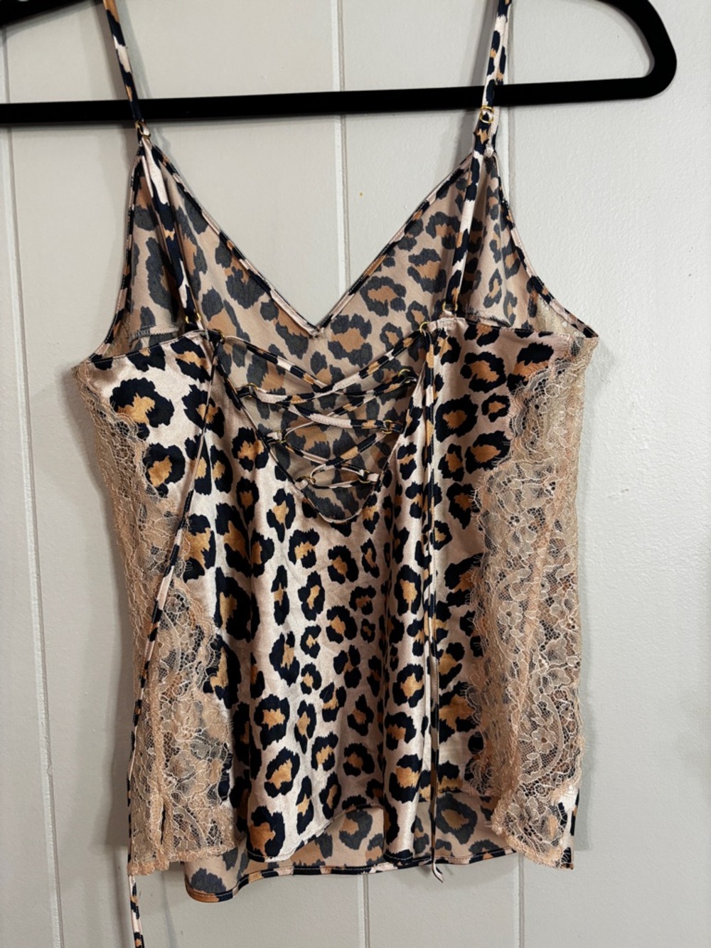 Victoria’s Secret Leopard Lace Cami XS Y2K Satin Tie Back Top Going Out - Picture 6 of 14